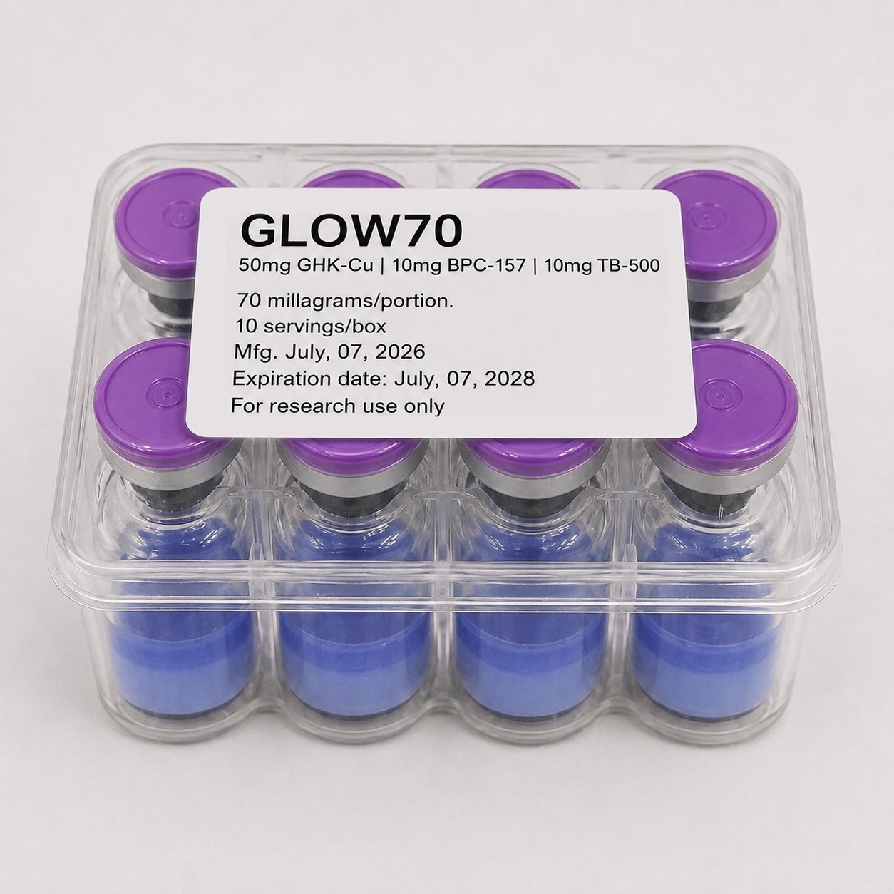 GLOW70 | 50MG GHK-Cu, 10MG BPC-157, 10MG TB-500 | 10 VIALS × 70MG | SAME DAY DISPATCH